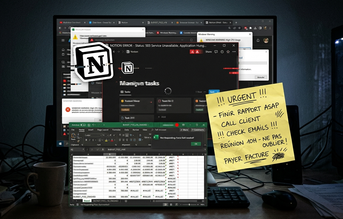Patchwork d'outils désordonnés